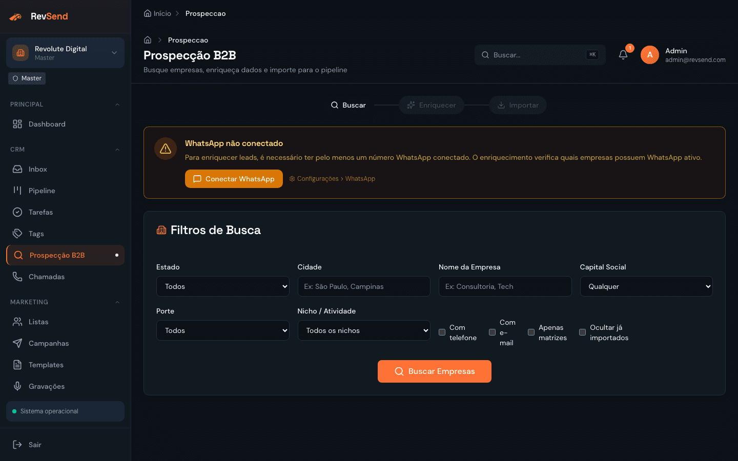 Busca de leads B2B por CNPJ e CNAE
